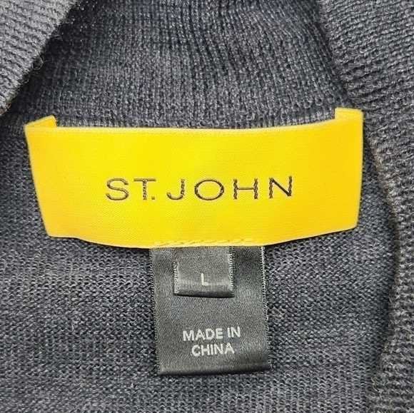 St. John Wool Sweater Short Sleeve Charcoal Gray, Size Large - Picture 11 of 16